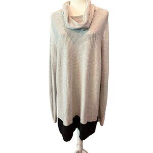 Liz Claiborne Studio Womens XXL Gray & Black Ribbed Cowl Neck Sweater Dress